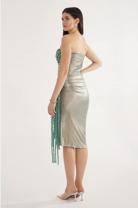 Cham Cham Metallic Green Sequin Bodycon Dress