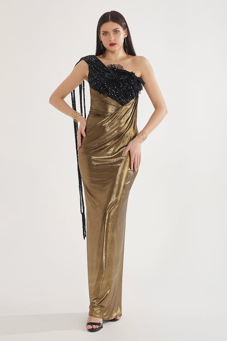 Cham Cham Sequin Embellished One Shoulder Gown 