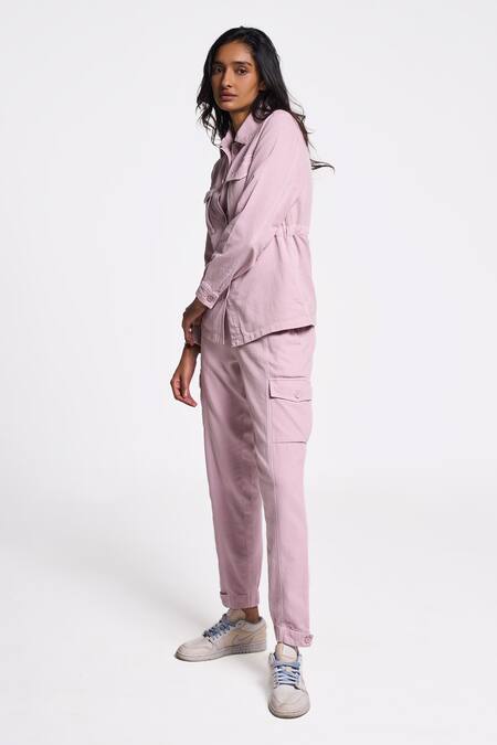 Terra Luna Pink 100% Organic Handloom Cotton Solid Collared Shirt Online at Aza Fashions Terra Luna_Pink 100% Organic Handloom Cotton Solid Collared Shirt _Online_at_Aza_Fashions