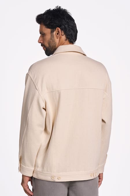 Terra Luna Off White Solid Cuff Sleeve Shirt 