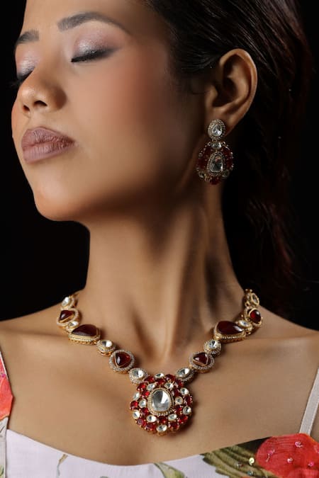 The Bling Girll Polki Embellished Stone Necklace Set 