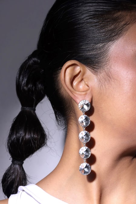 The Bling Girll Crystal Embellished Dangler Earrings 