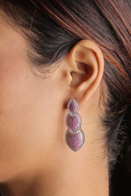 The Bling Girll Leaf Shaped Rhinestone Earrings 