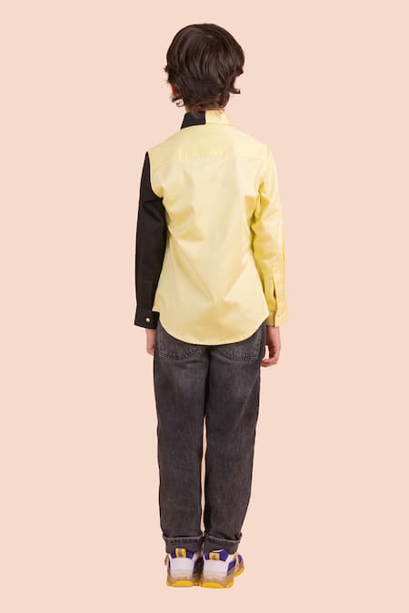 Shop_Partykles_Black Cotton Sequins Batman Motif Embroidered Shirt _at_Aza_Fashions