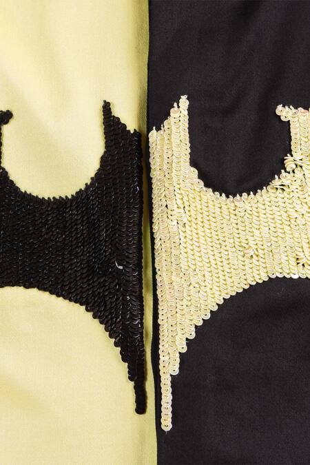 Shop_Partykles_Black Cotton Sequins Batman Motif Embroidered Shirt _Online_at_Aza_Fashions