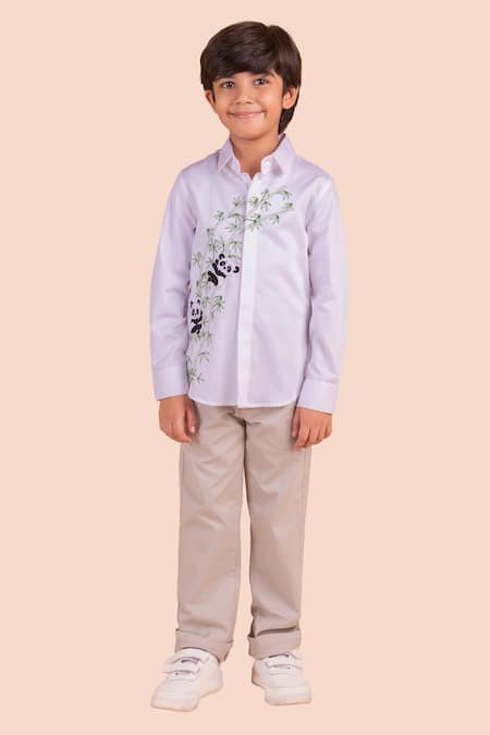 Partykles Panda Embroidered Cotton Shirt 