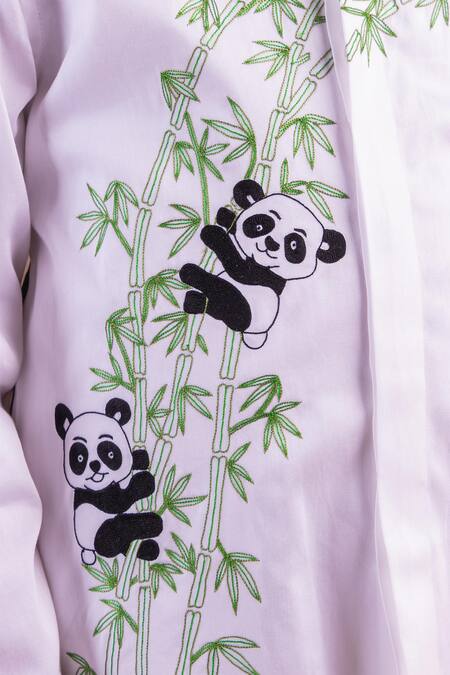 Shop_Partykles_White Cotton Embroidery Panda Shirt _Online_at_Aza_Fashions