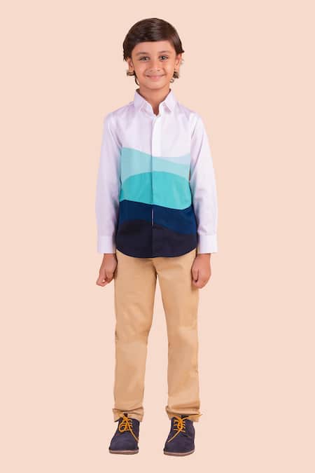 Partykles_Multi Color Cotton Patchwork Wave Shirt _Online_at_Aza_Fashions