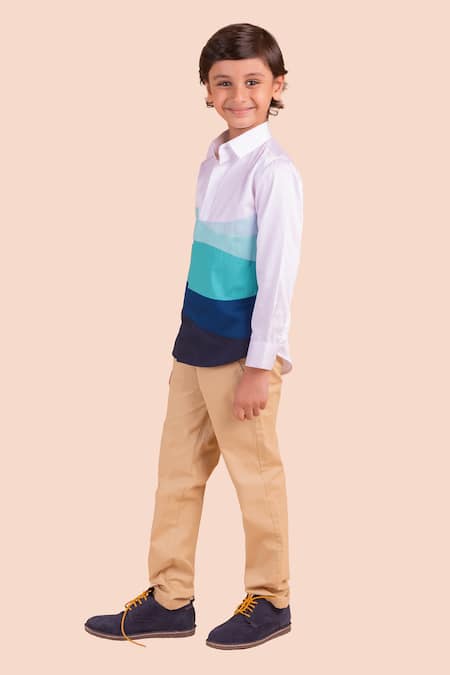 Buy_Partykles_Multi Color Cotton Patchwork Wave Shirt _Online_at_Aza_Fashions