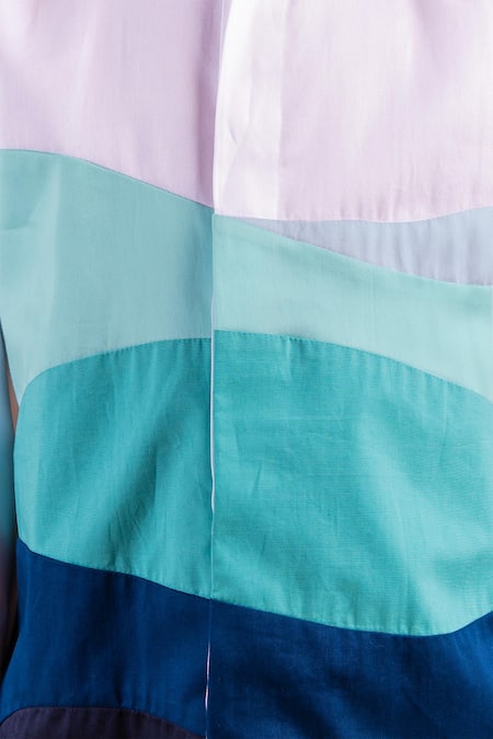 Shop_Partykles_Multi Color Cotton Patchwork Wave Shirt _Online_at_Aza_Fashions