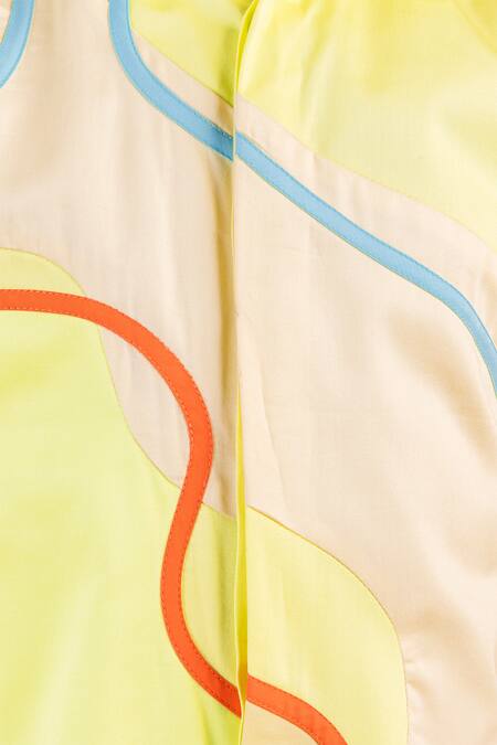 Partykles Green Cotton Patchwork Embroidered Wave Shirt Online at Aza Fashions Partykles_Green Cotton Patchwork Embroidered Wave Shirt _Online_at_Aza_Fashions