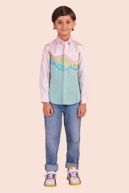 Partykles Wave Motif Embroidered Shirt 