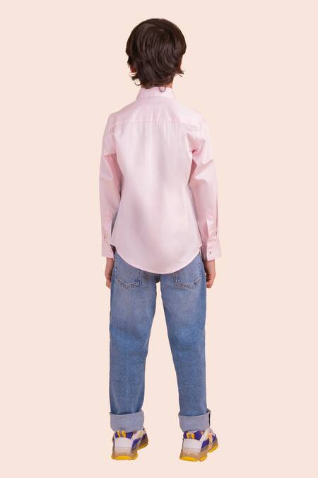 Shop Partykles Multi Color Cotton Embroidery Wave Motif Shirt at Aza Fashions Shop_Partykles_Multi Color Cotton Embroidery Wave Motif Shirt _at_Aza_Fashions