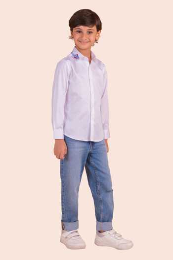 Buy Partykles White Cotton Embroidery Fish Motif Shirt Online at Aza Fashions Buy_Partykles_White Cotton Embroidery Fish Motif Shirt _Online_at_Aza_Fashions
