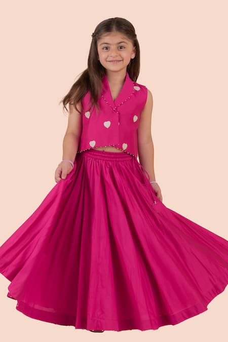 Partykles Embroidered Heart Motif Blazer & Lehenga Set 