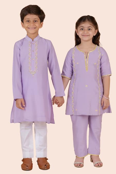 Partykles Purple Polyester, Silk Sequins, Embroidery Kurta Set at Aza Fashions Partykles_Purple Polyester, Silk Sequins, Embroidery Kurta Set _at_Aza_Fashions
