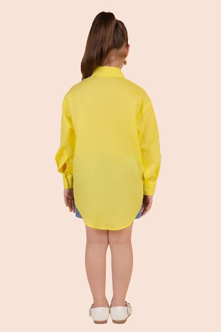 Partykles High Low Crochet Flower Embroidered Shirt 