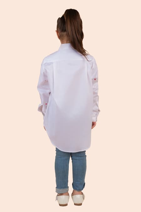 Partykles Heart Embroidered High Low Shirt 