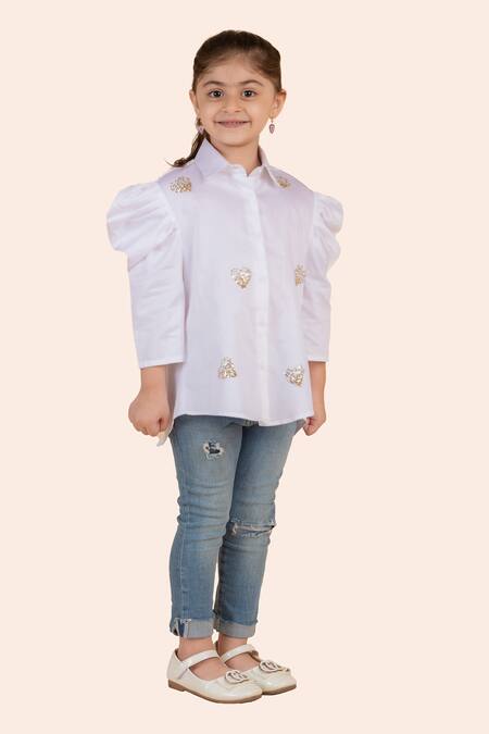 Shop_Partykles_White Cotton Sequins Embroidered Shirt _Online_at_Aza_Fashions