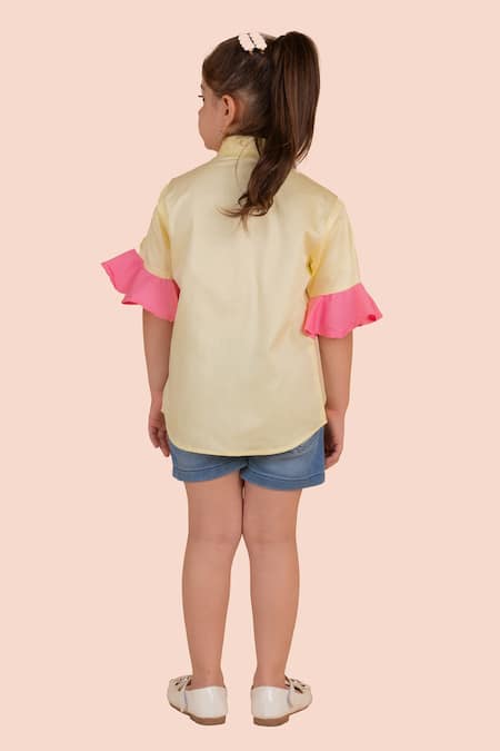 Partykles Heart Embroidered Yellow Shirt 