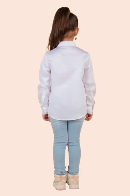 Partykles Ladybug Embroidered White Shirt 