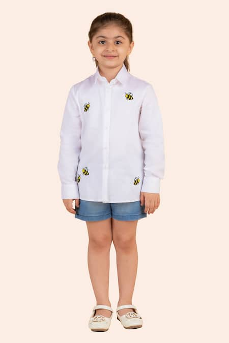 Partykles Bee Motif Embroidered Shirt 