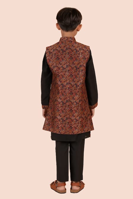 Partykles Woven Foliage Jacket Kurta Set 