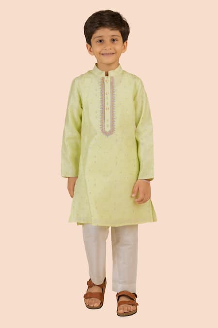 Partykles Floral Woven Kurta With Pant 