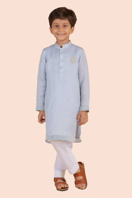 Partykles Lion Embroidered Placement Kurta With Pant 