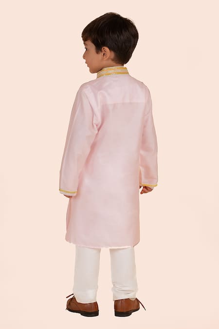 Shop Partykles Pink Cotton, Silk Beads Seahorse Embroidered Kurta Set at Aza Fashions Shop_Partykles_Pink Cotton, Silk Beads Seahorse Embroidered Kurta Set _at_Aza_Fashions