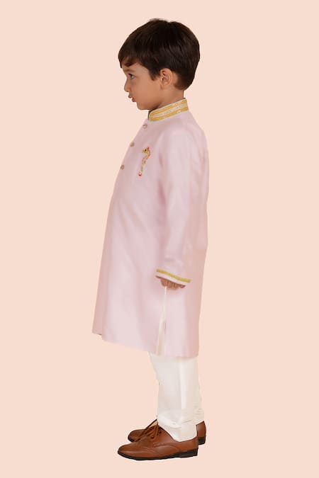 Buy Partykles Pink Cotton, Silk Beads Seahorse Embroidered Kurta Set Online at Aza Fashions Buy_Partykles_Pink Cotton, Silk Beads Seahorse Embroidered Kurta Set _Online_at_Aza_Fashions
