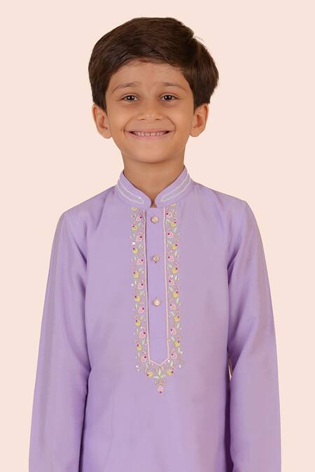 Partykles Purple Cotton, Silk Beads Embroidered Kurta Set Online at Aza Fashions Partykles_Purple Cotton, Silk Beads Embroidered Kurta Set _Online_at_Aza_Fashions