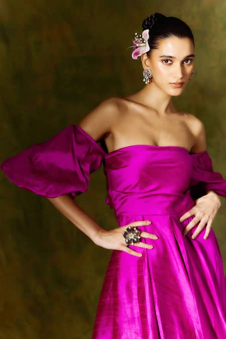 Jodi Pink Silk Beads Off-shoulder Embroidered Off Maxi Dress Online at Aza Fashions Jodi_Pink Silk Beads Off-shoulder Embroidered Off Maxi Dress _Online_at_Aza_Fashions