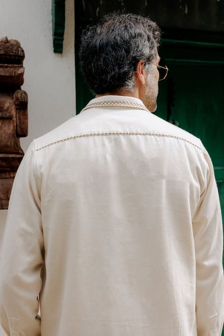 Jodi Hand Embroidered Off White Shacket 