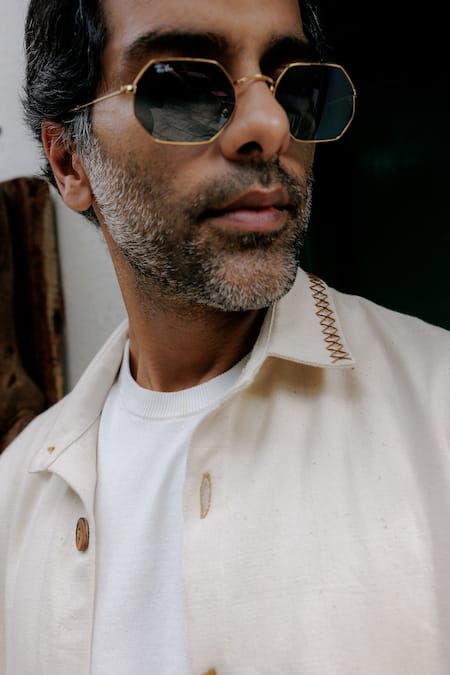 Buy_Jodi_Off White Denim Embroidery Hand Shacket _Online_at_Aza_Fashions