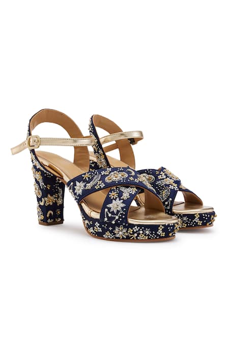 Anaar Starstruck Celestial Motif Embroidered Heels 