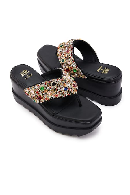 Anaar Rizzy Satin Stone Work Sandals 