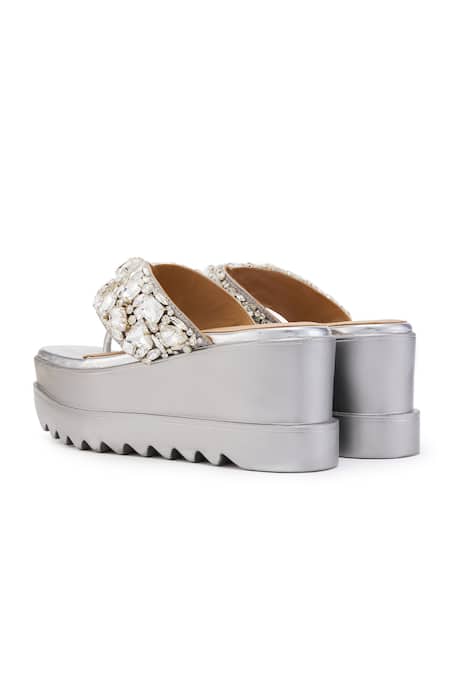 Shop_Anaar_Silver Stones Embellished Wedge Sandals _Online_at_Aza_Fashions