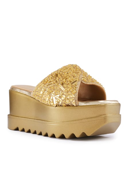 Anaar_Gold Cut Work, Embroidery Cutdana Wedges _Online_at_Aza_Fashions