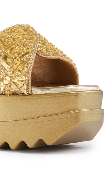 Anaar_Gold Cut Work, Embroidery Cutdana Wedges _at_Aza_Fashions