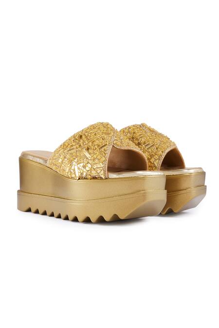Buy_Anaar_Gold Cut Work, Embroidery Cutdana Wedges 