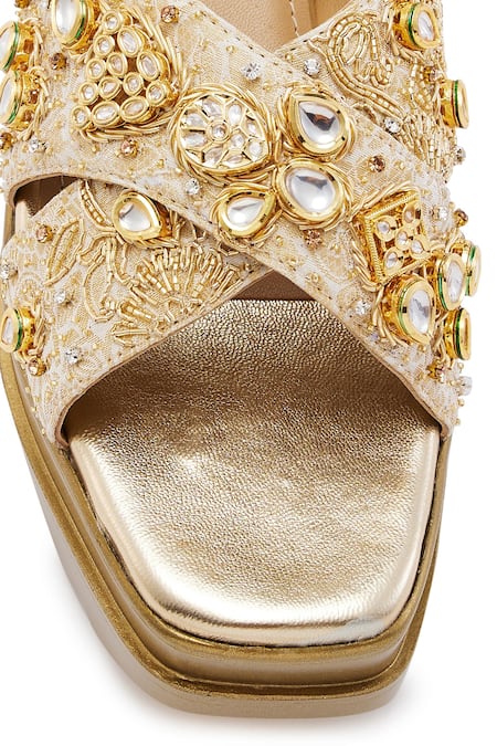 Shop_Anaar_Gold Stones, Zari, Crystals Vintage Vanity Jadau Heels 