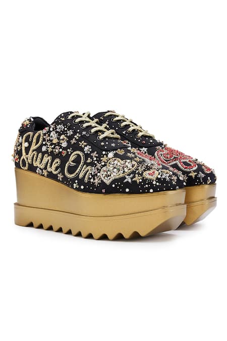 Anaar Lustre Love Embellished Wedge Sneakers 