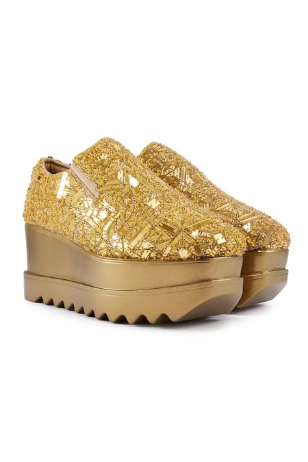 Anaar Mosaic Embellished Wedge Sneakers 