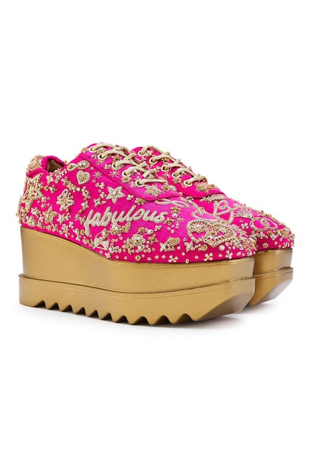 Anaar Sajna Dabka & Pita Work Wedge Sneakers 