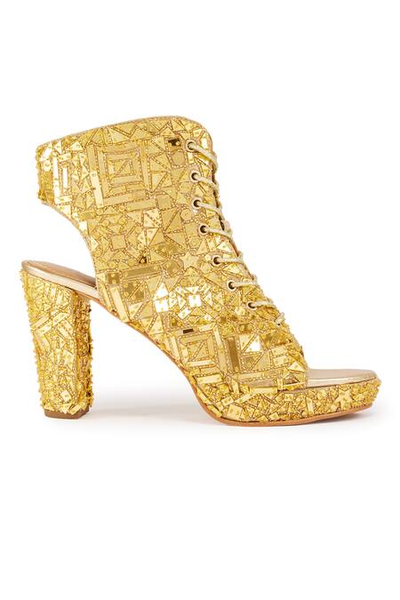 Anaar Gold Cut Work, Mirrors Cutdana And Acrylic Embroidered Boots Online at Aza Fashions Anaar_Gold Cut Work, Mirrors Cutdana And Acrylic Embroidered Boots _Online_at_Aza_Fashions