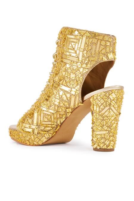 Buy Anaar Gold Cut Work, Mirrors Cutdana And Acrylic Embroidered Boots Online at Aza Fashions Buy_Anaar_Gold Cut Work, Mirrors Cutdana And Acrylic Embroidered Boots _Online_at_Aza_Fashions