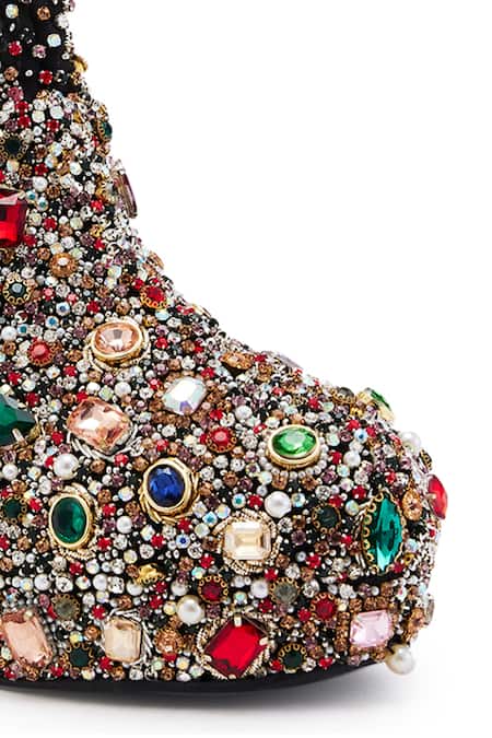 Shop_Anaar_Black Pearls, Stones And Embellished Boots _Online_at_Aza_Fashions