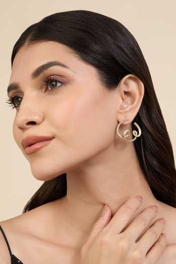 Isharya_Gold Plated Crystals Cubic Zirconia Stud Earrings _Online_at_Aza_Fashions