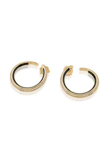 Isharya_Black Crystals Cubic Zirconia And Enamel Hoops _Online_at_Aza_Fashions